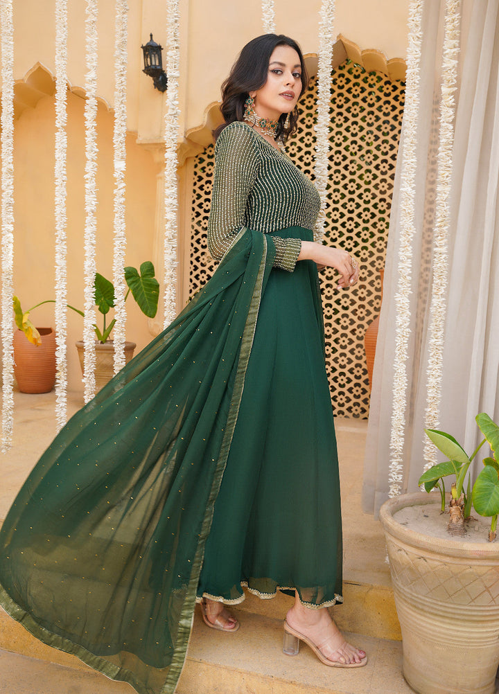 Haniya Mahnoor Pret Embroidered Chiffon 2 Piece Green Orchard