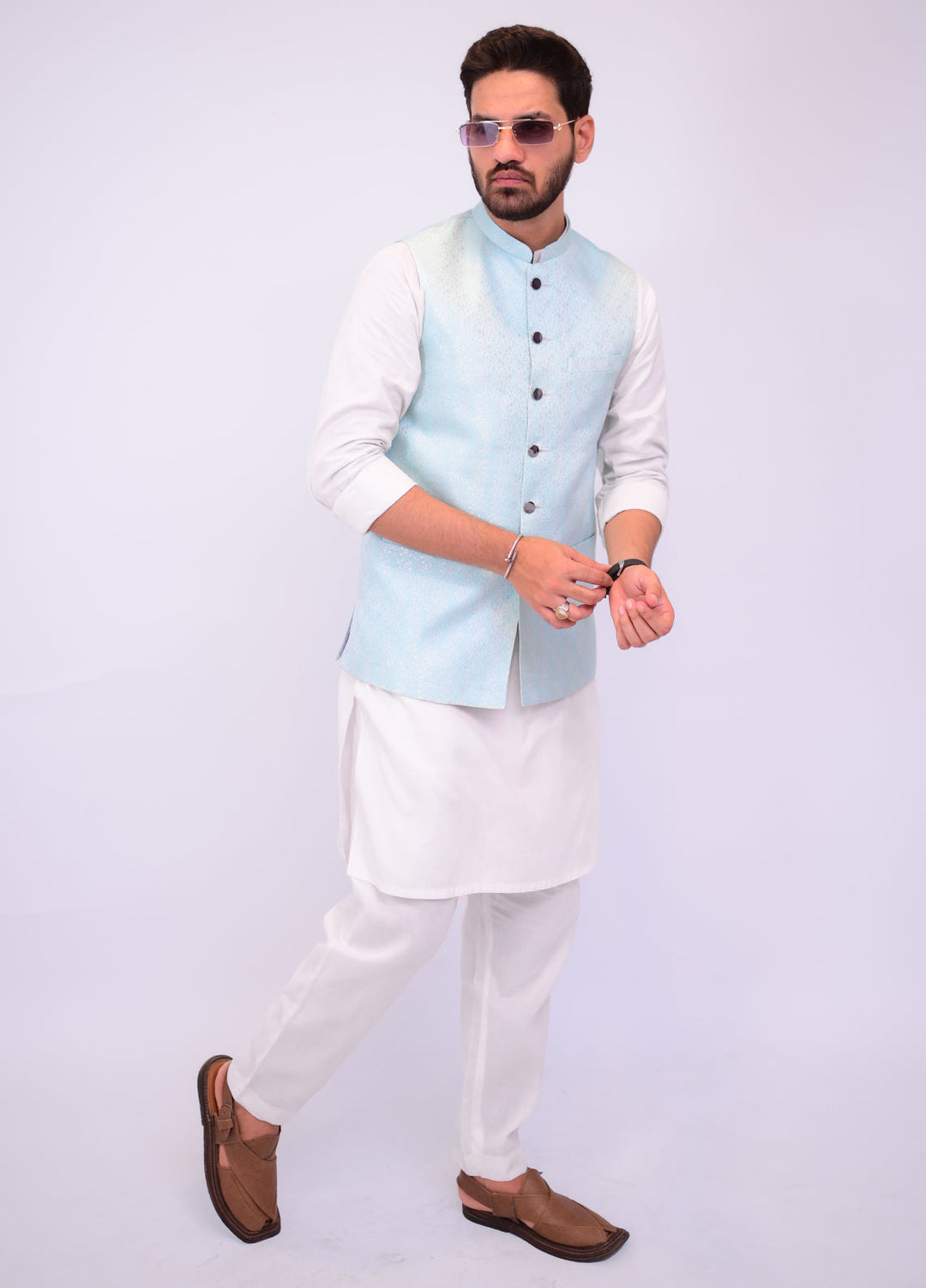 Sky Blue with Silver Atlus Waistcoat