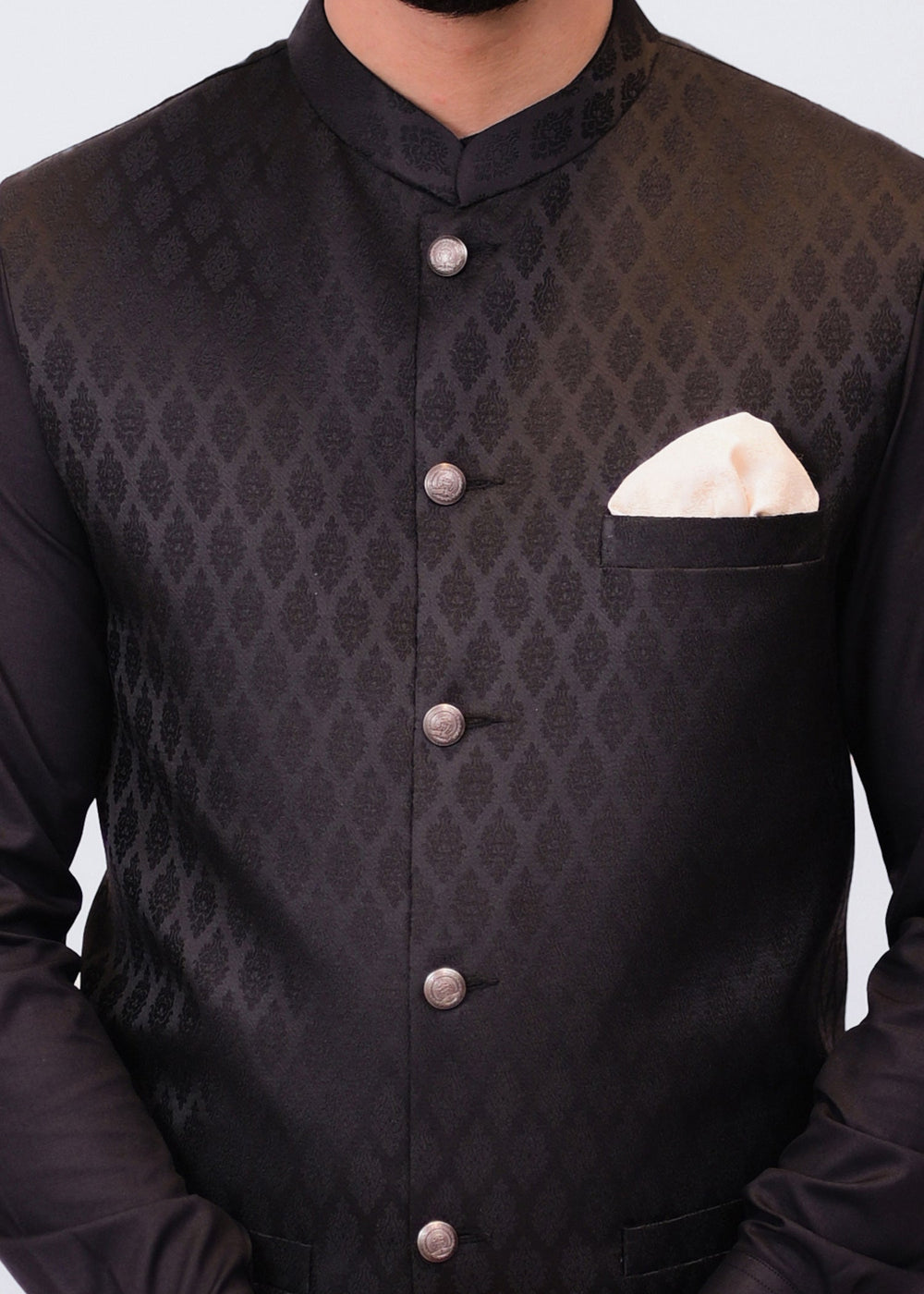 Black Jamawar Waistcoat