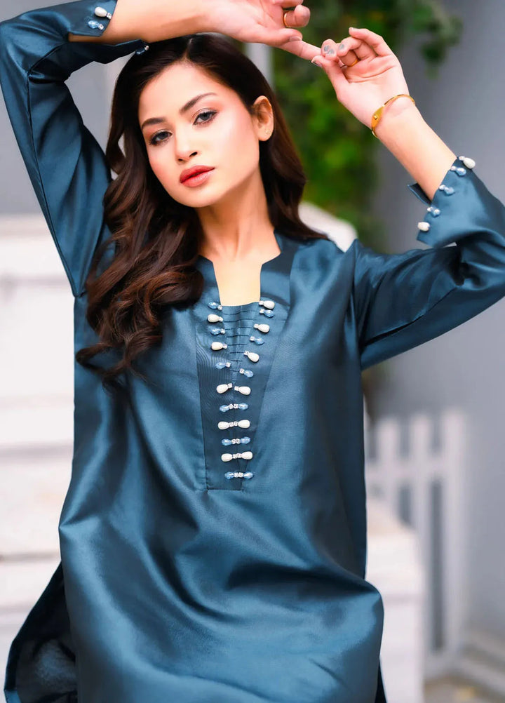 PSK Couture Pret Casual Silk 2 Piece Suit Oasis