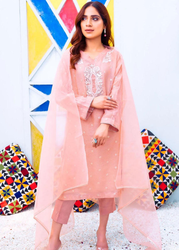 PSK Couture Pret Embroidered Cotton Net 4 Piece Suit BERRY PUNCH