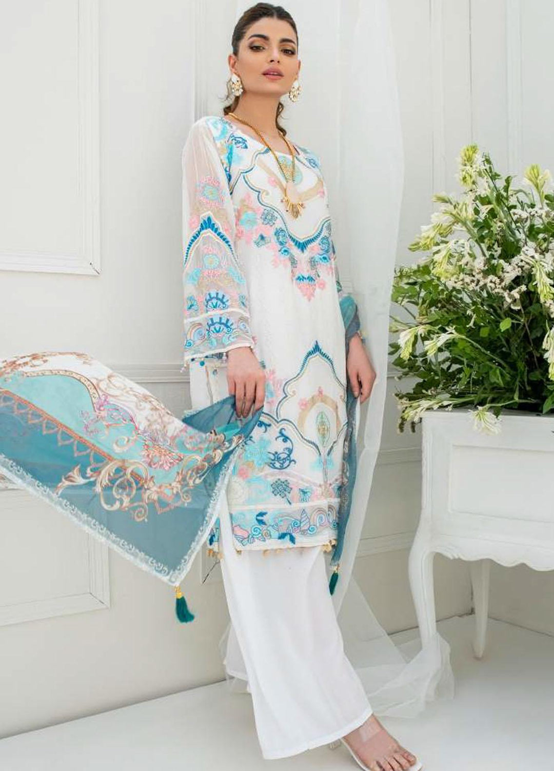 Pulchi by Qasimi Embroidered Chiffon Suits Unstitched 3 Piece QM21PL UNPL-04 - Formals Collection