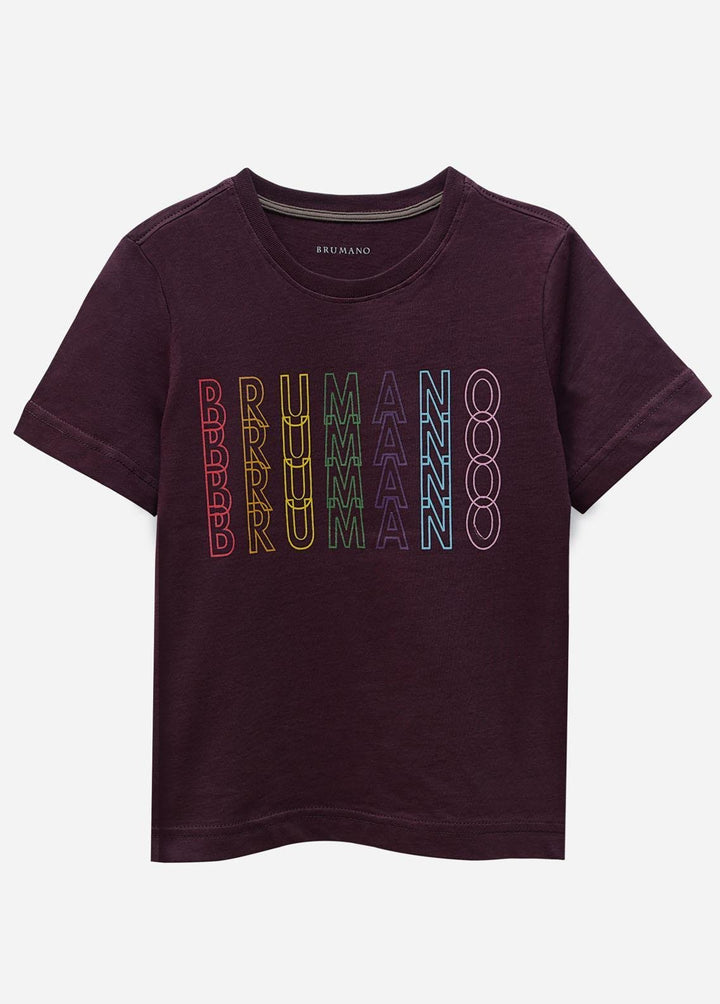 Brumano Cotton Casual Boys T-Shirts -  Purple Printed Short Sleeves Casual T-Shirt