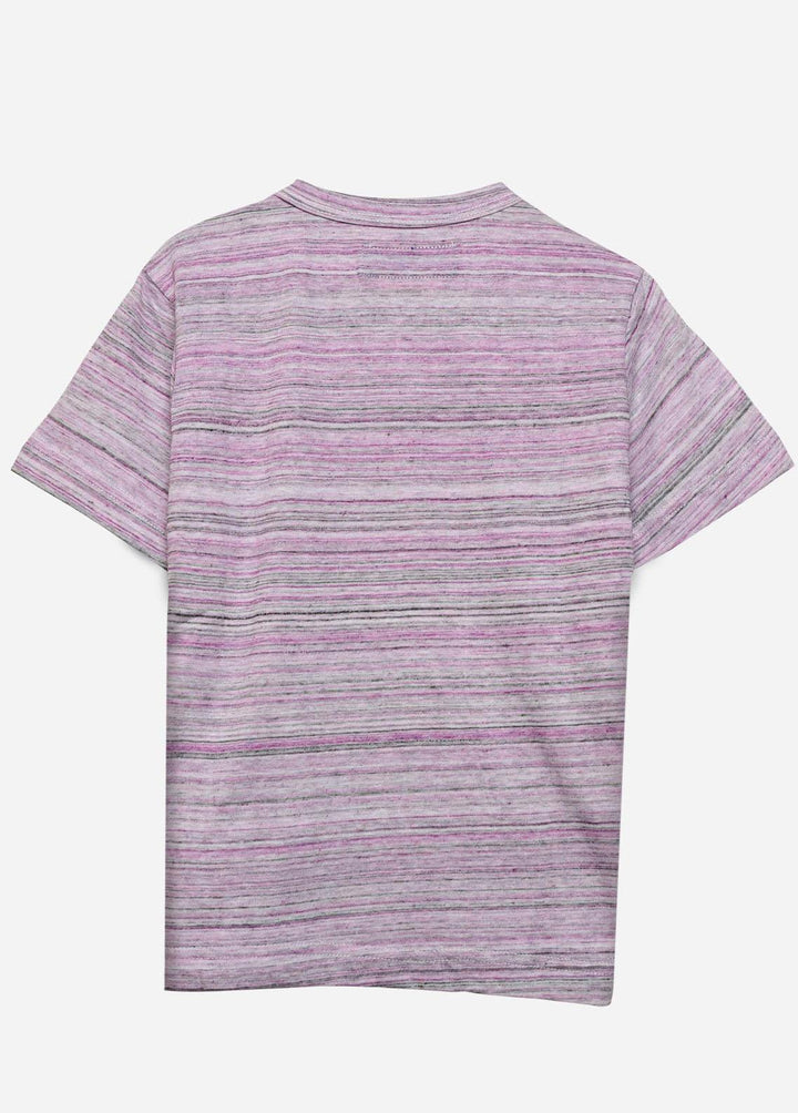 Brumano Cotton Casual Boys T-Shirts -   Purple Striped T-Shirt - Junior