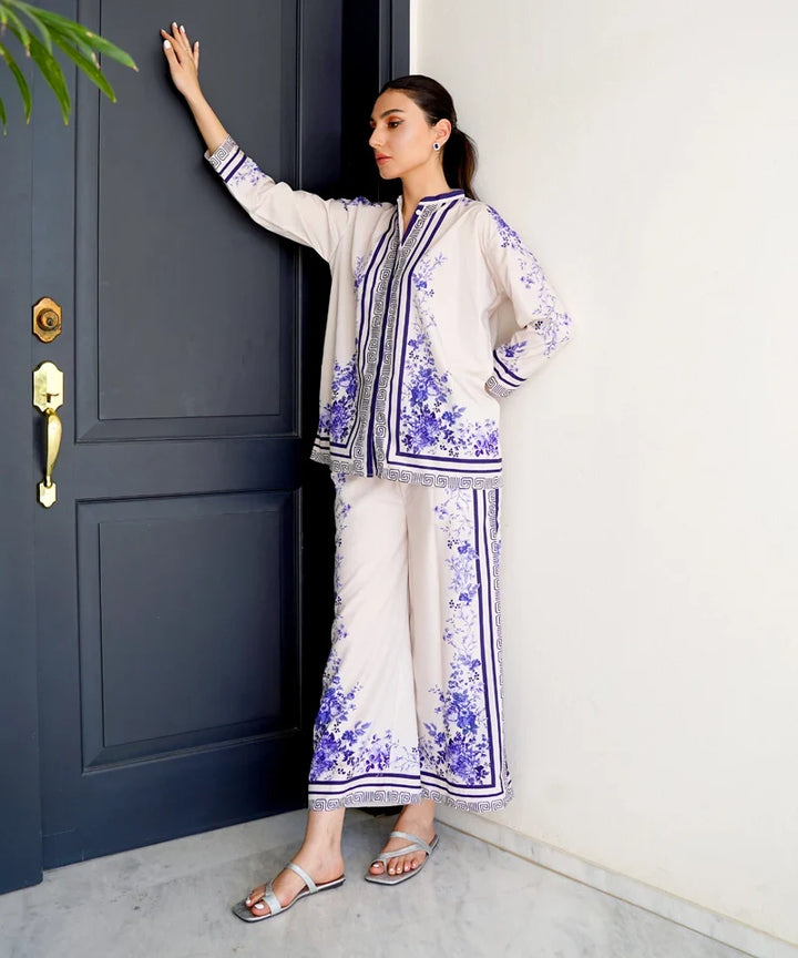 Dhaga Women Pret Printed 2 Piece Soft Crepe Cyan DHLR22 - Summer Collection