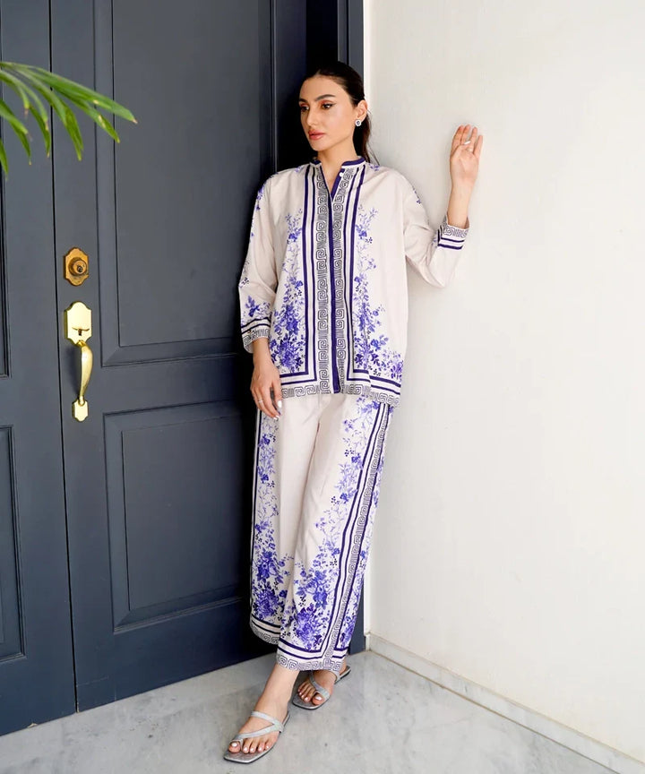 Dhaga Women Pret Printed 2 Piece Soft Crepe Cyan DHLR22 - Summer Collection