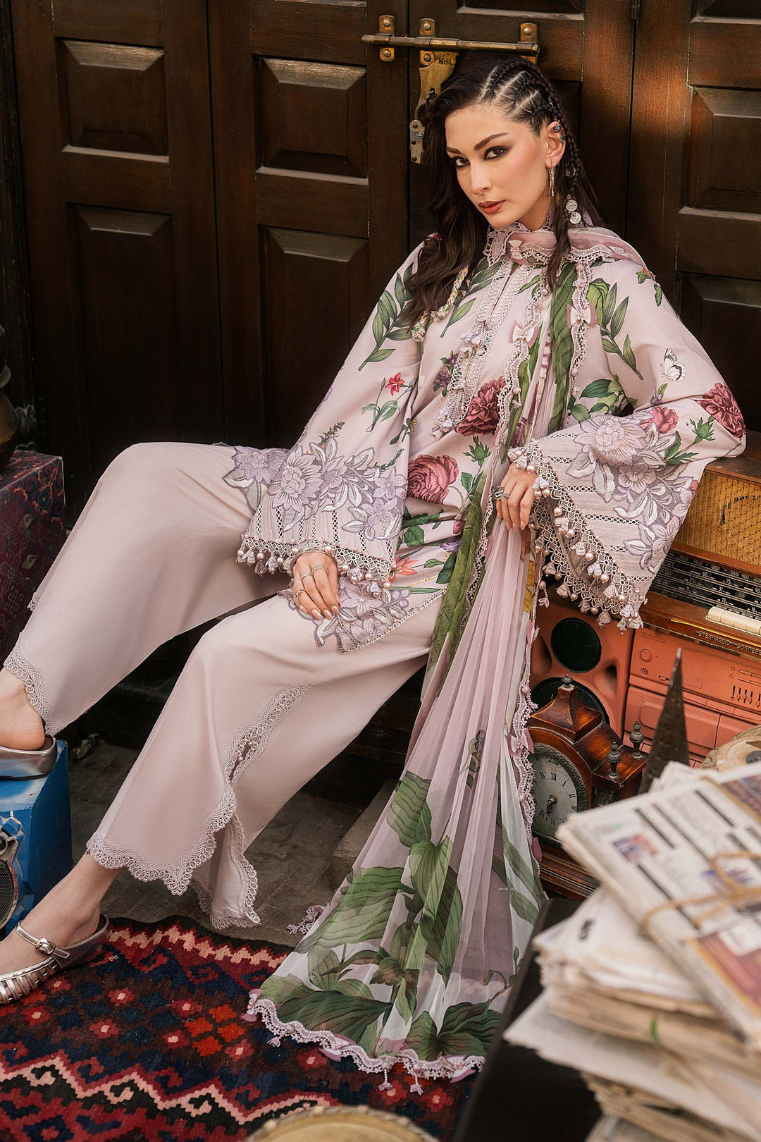 M Prints by Maria B Unstitched Printed Cambric 3 Piece Suit MB26UPC 9A - Casual Collection