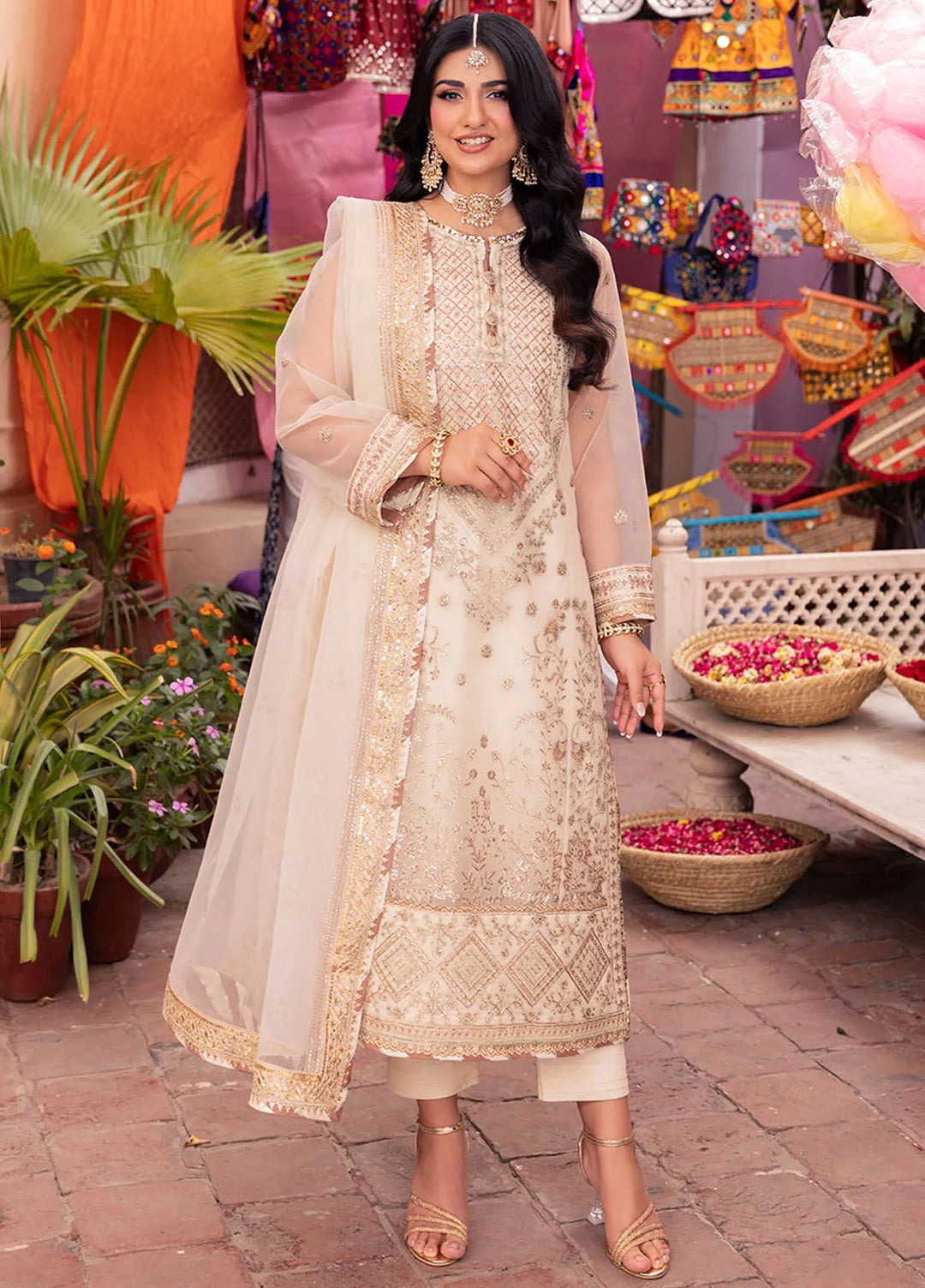 Pyaar Diyan Gallan By Asim Jofa Embroidered Organza Suit Unstitched 3 Piece AJEM-11 - Festive Collection