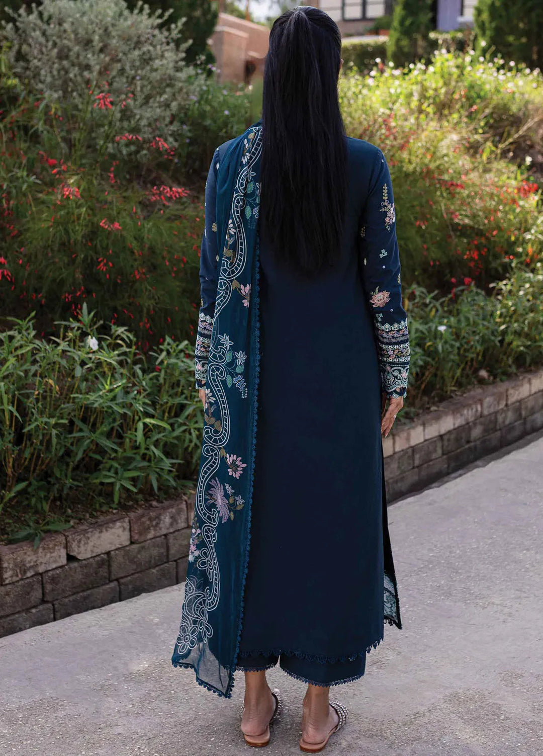 Q Line by Qalamkar Embroidered Lawn Suits Unstitched 3 Piece QLM25QL QM-01 Bleu - Summer Collection