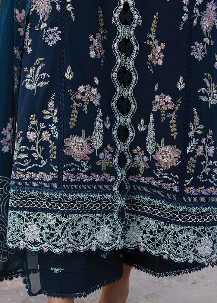 Q Line by Qalamkar Embroidered Lawn Suits Unstitched 3 Piece QLM25QL QM-01 Bleu - Summer Collection