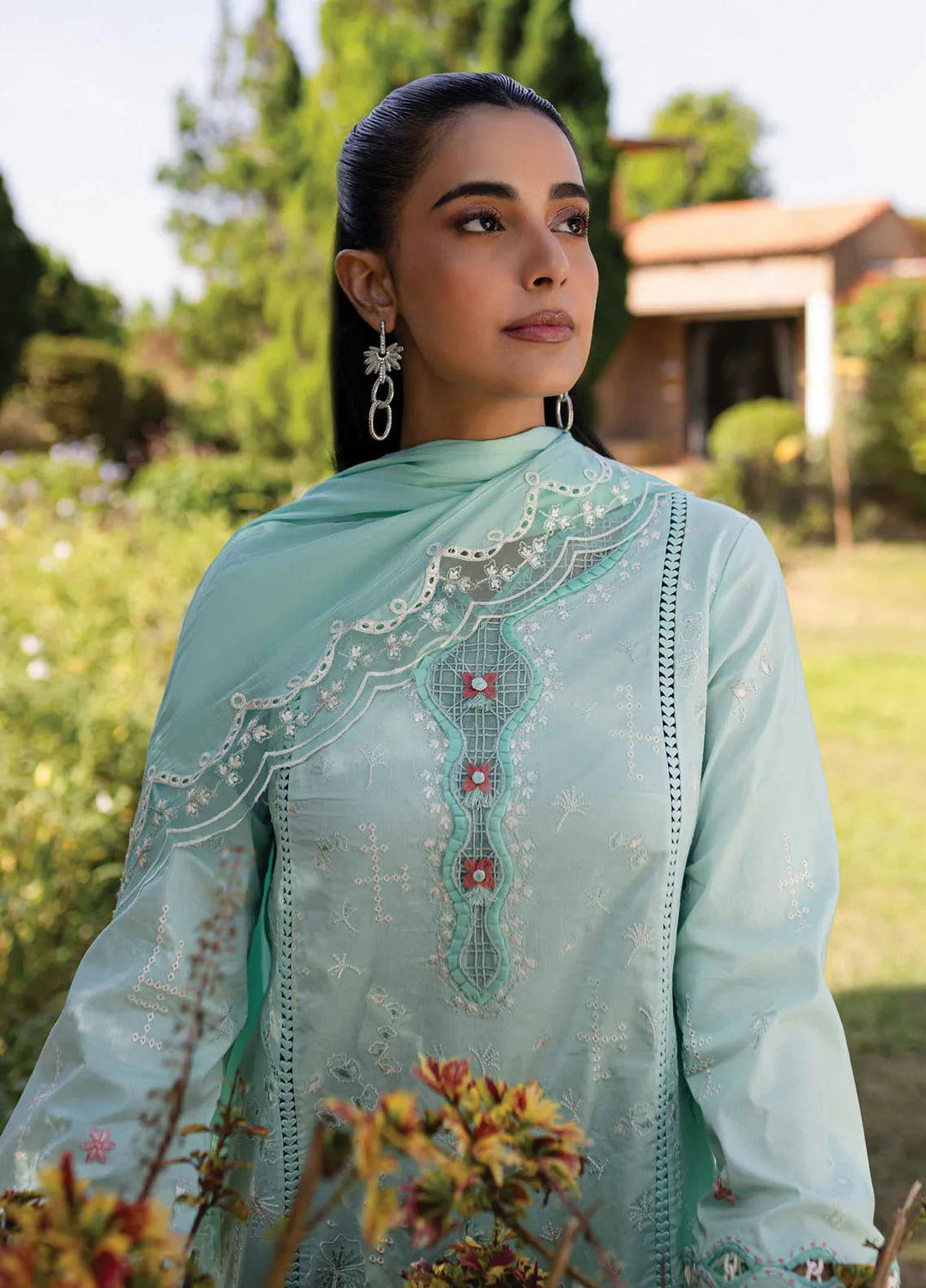 Minor Defect - Q Line by Qalamkar Embroidered Lawn Suits Unstitched 3 Piece QLM25QL QM-13 Helen - Summer Collection