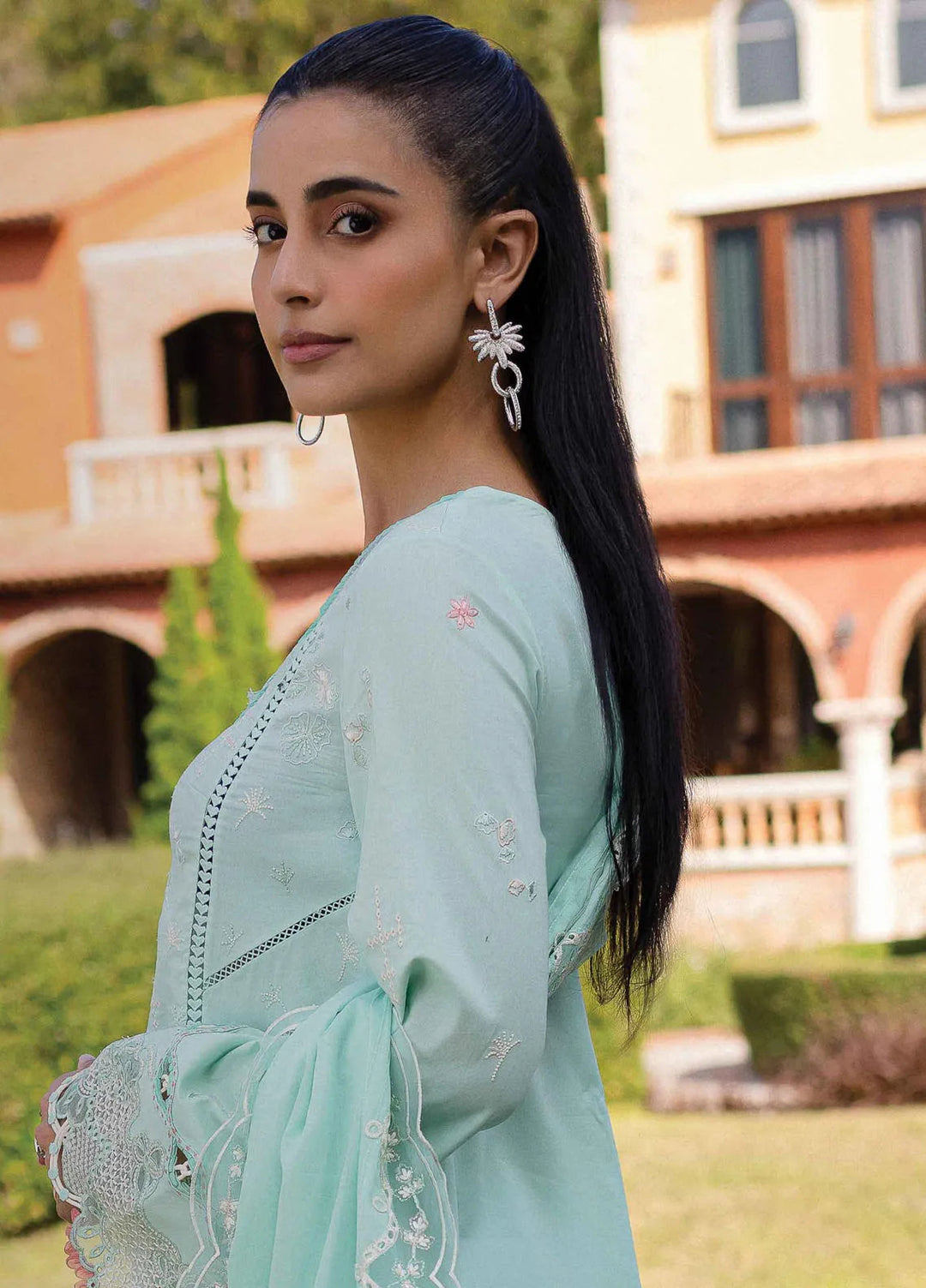 Minor Defect - Q Line by Qalamkar Embroidered Lawn Suits Unstitched 3 Piece QLM25QL QM-13 Helen - Summer Collection