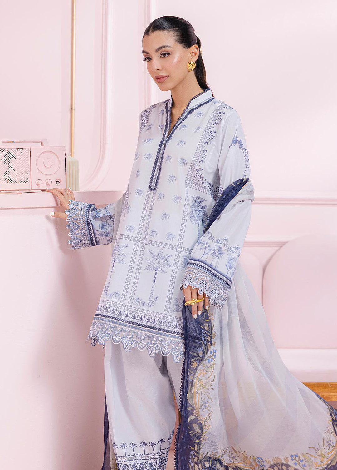 Q Prints by Qalamkar Embroidered Lawn Suits Unstitched 3 Piece QLM25QP D-06 A Sage - Summer Collection