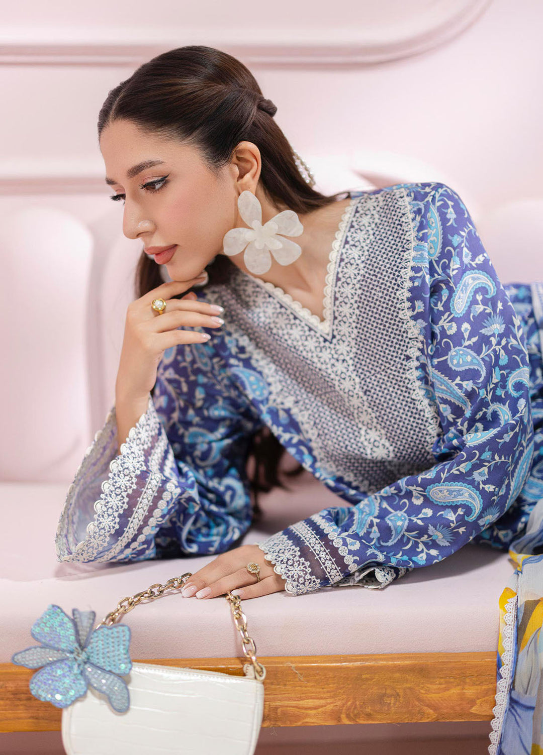 Q Prints by Qalamkar Embroidered Lawn Suits Unstitched 3 Piece QLM25QP D-10 A Riley - Summer Collection