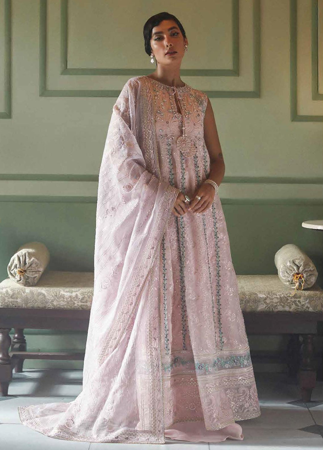 Qala By Mushq Embroidered  Suits Unstitched 4 Piece MQ23Q MCK-01 Zoya - Luxury Festive Collection