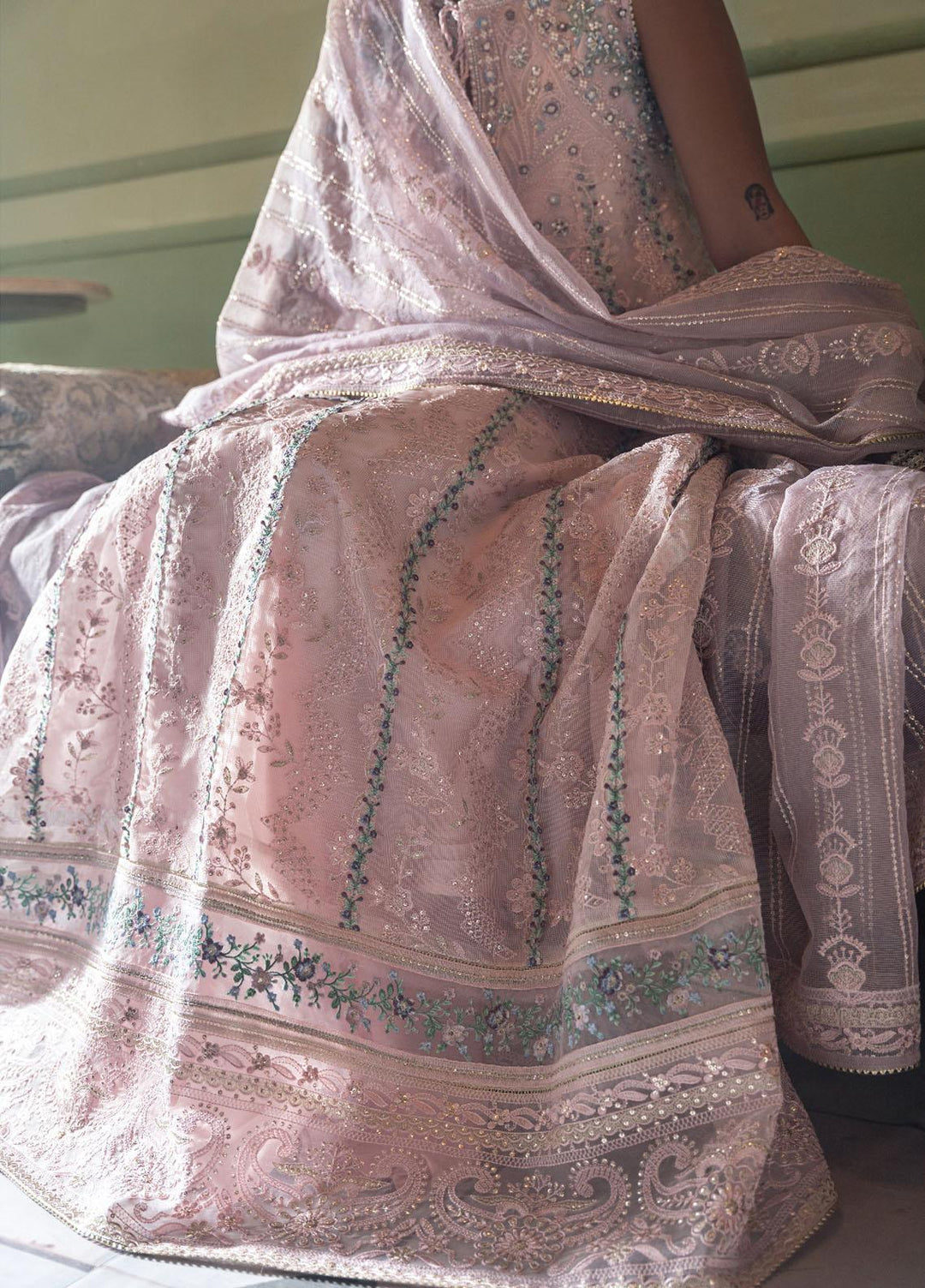 Qala By Mushq Embroidered  Suits Unstitched 4 Piece MQ23Q MCK-01 Zoya - Luxury Festive Collection