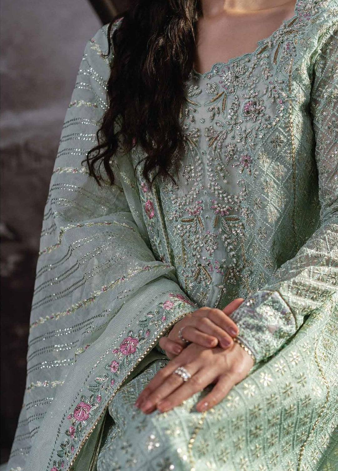 Qala By Mushq Embroidered  Suits Unstitched 4 Piece MQ23Q MCK-02 Haniya - Luxury Festive Collection