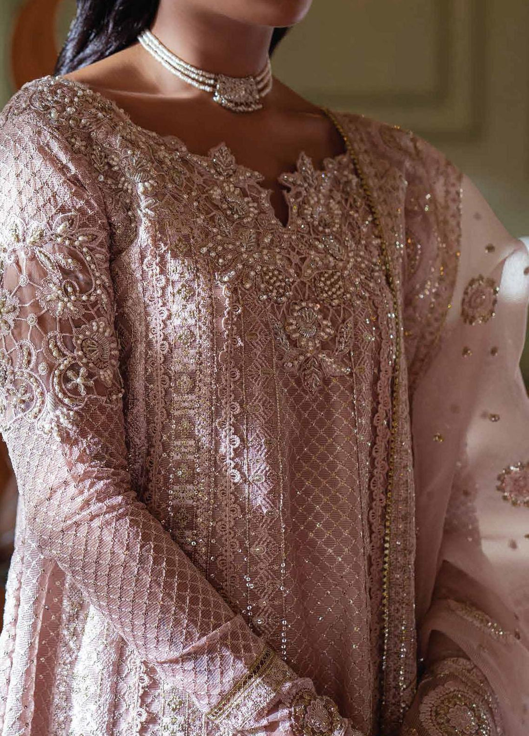 Qala By Mushq Embroidered  Suits Unstitched 4 Piece MQ23Q MCK-03 Inaya - Luxury Festive Collection