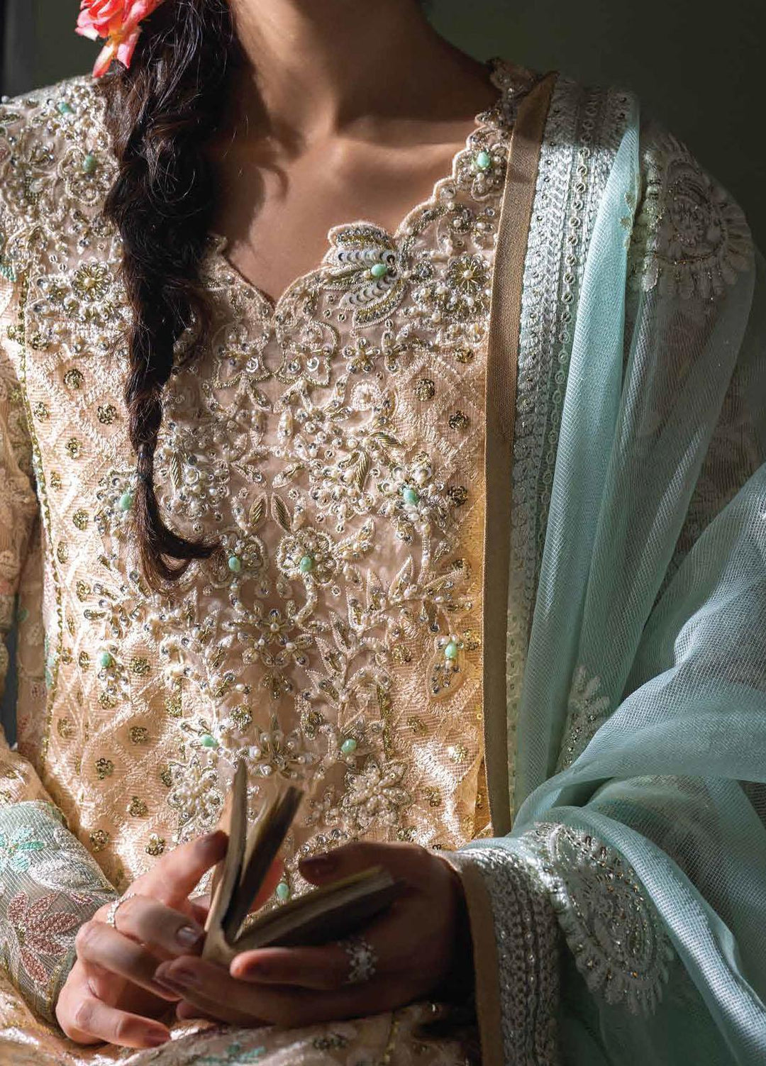 Qala By Mushq Embroidered  Suits Unstitched 4 Piece MQ23Q MCK-04 Amira - Luxury Festive Collection