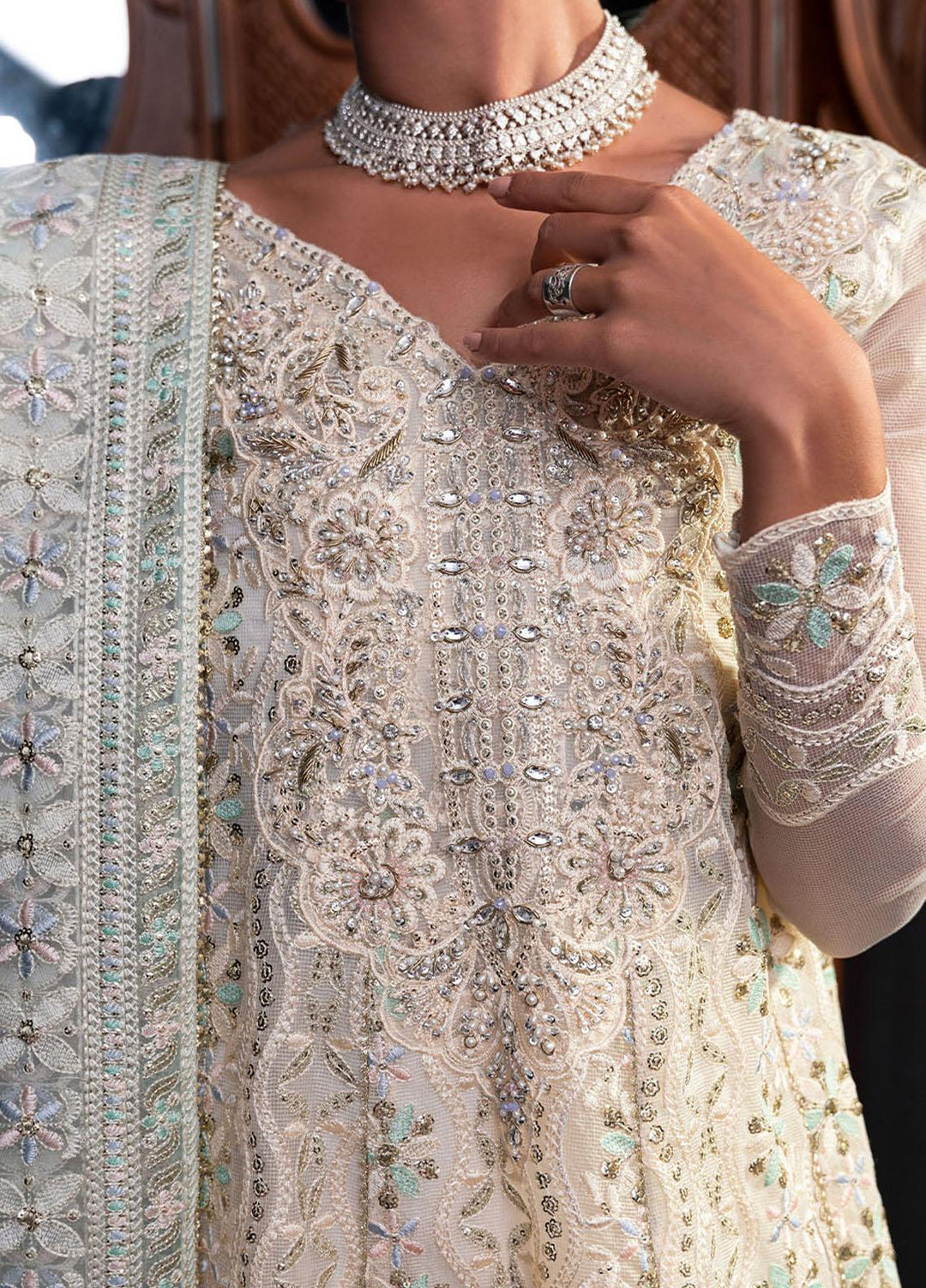 Qala By Mushq Embroidered  Suits Unstitched 4 Piece MQ23Q MCK-05 Aaila - Luxury Festive Collection