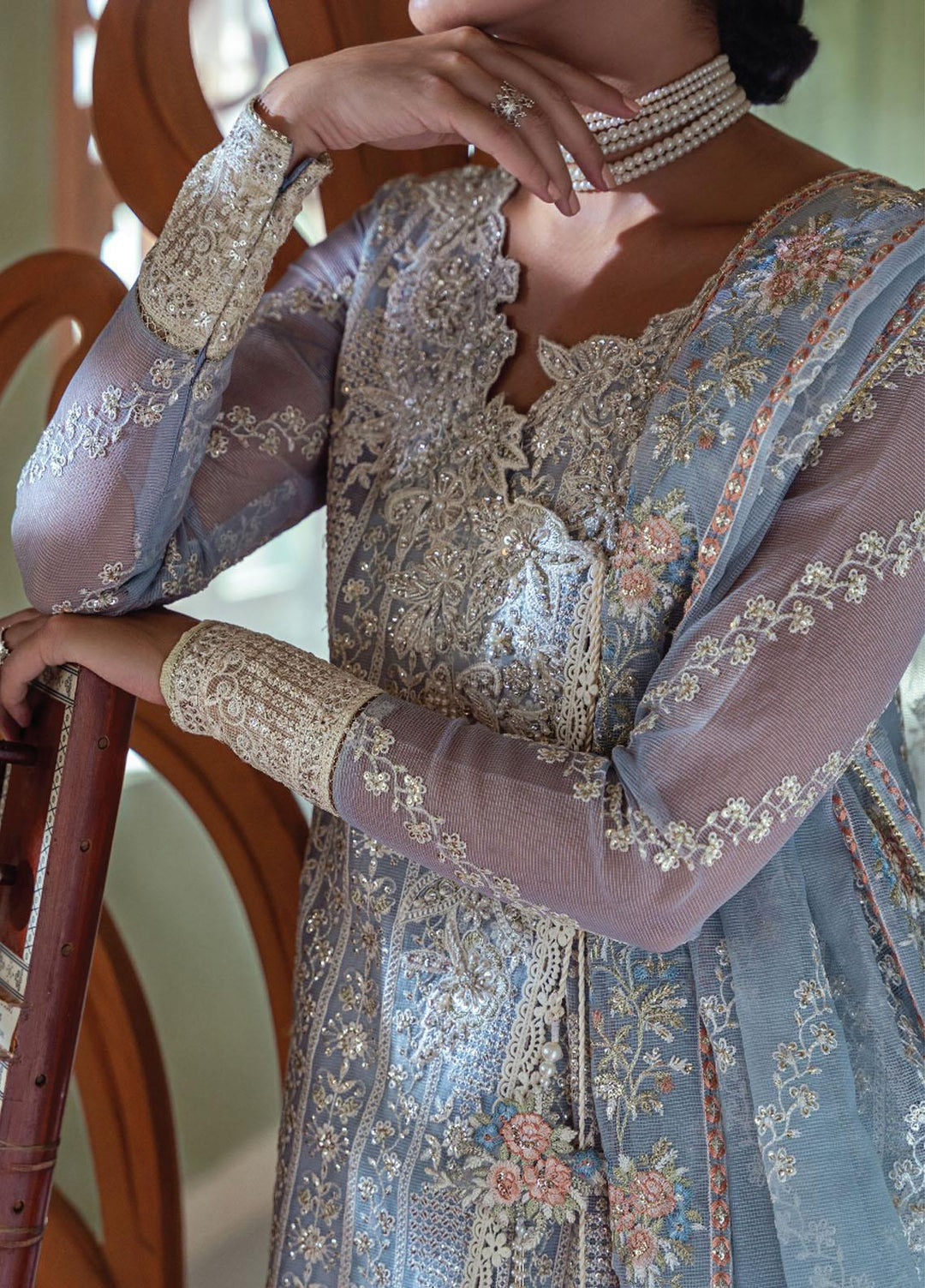 Qala By Mushq Embroidered  Suits Unstitched 4 Piece MQ23Q MCK-06 Zahra - Luxury Festive Collection