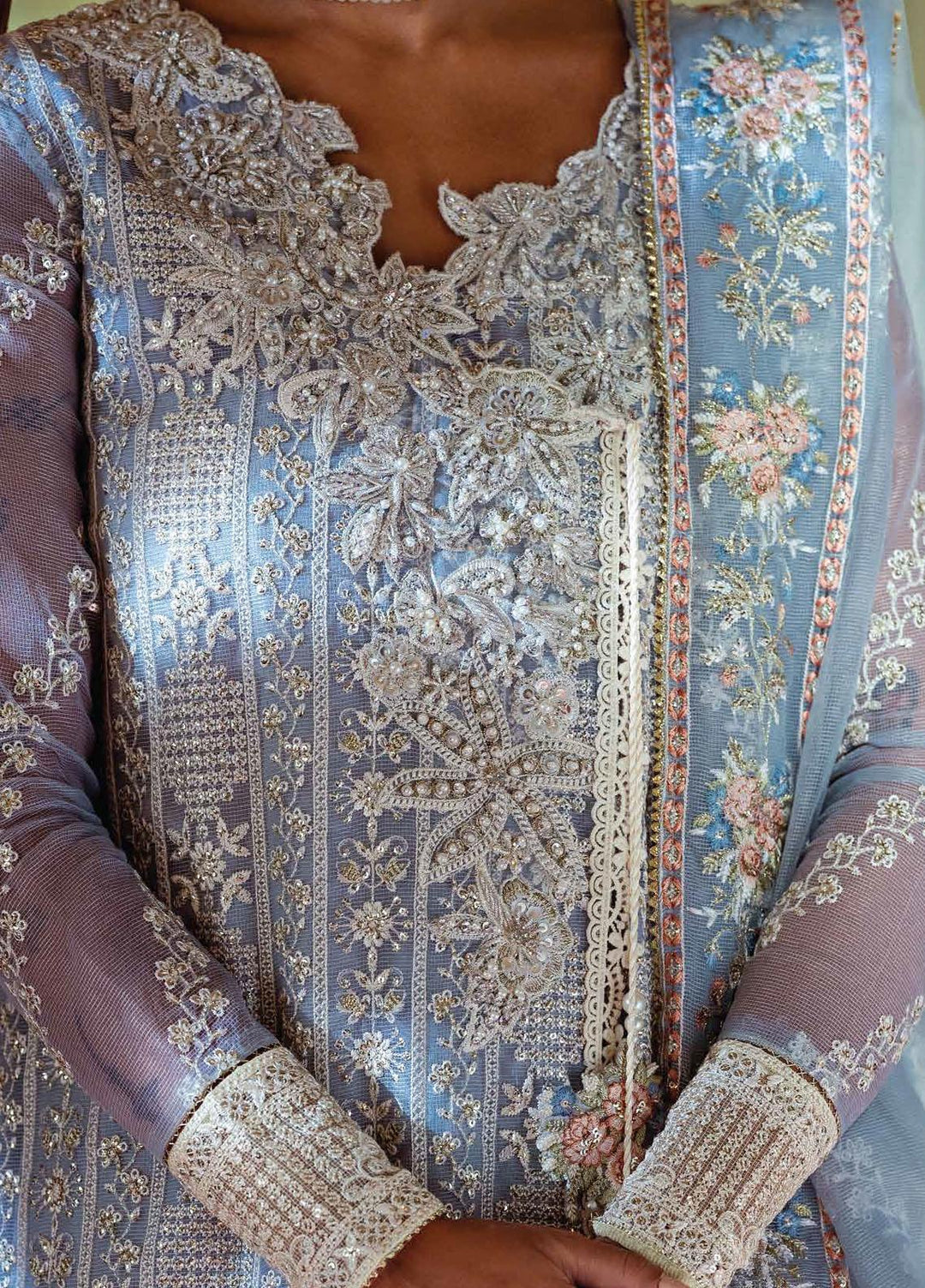 Qala By Mushq Embroidered  Suits Unstitched 4 Piece MQ23Q MCK-06 Zahra - Luxury Festive Collection