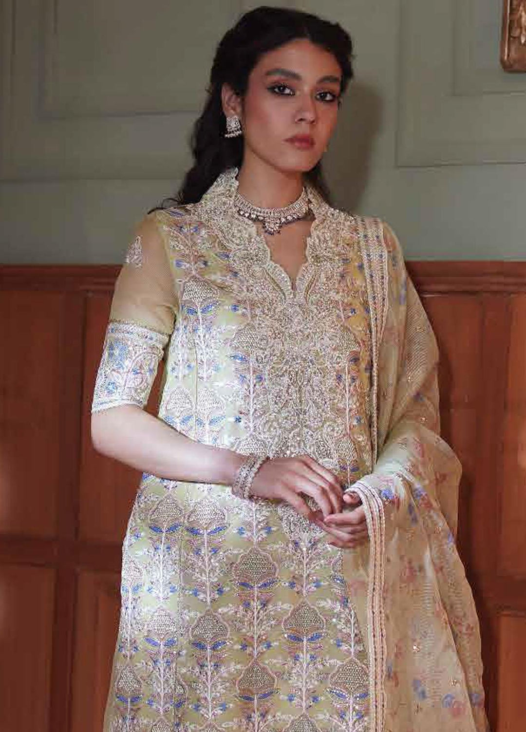 Qala By Mushq Embroidered  Suits Unstitched 4 Piece MQ23Q MCK-08 Dina - Luxury Festive Collection