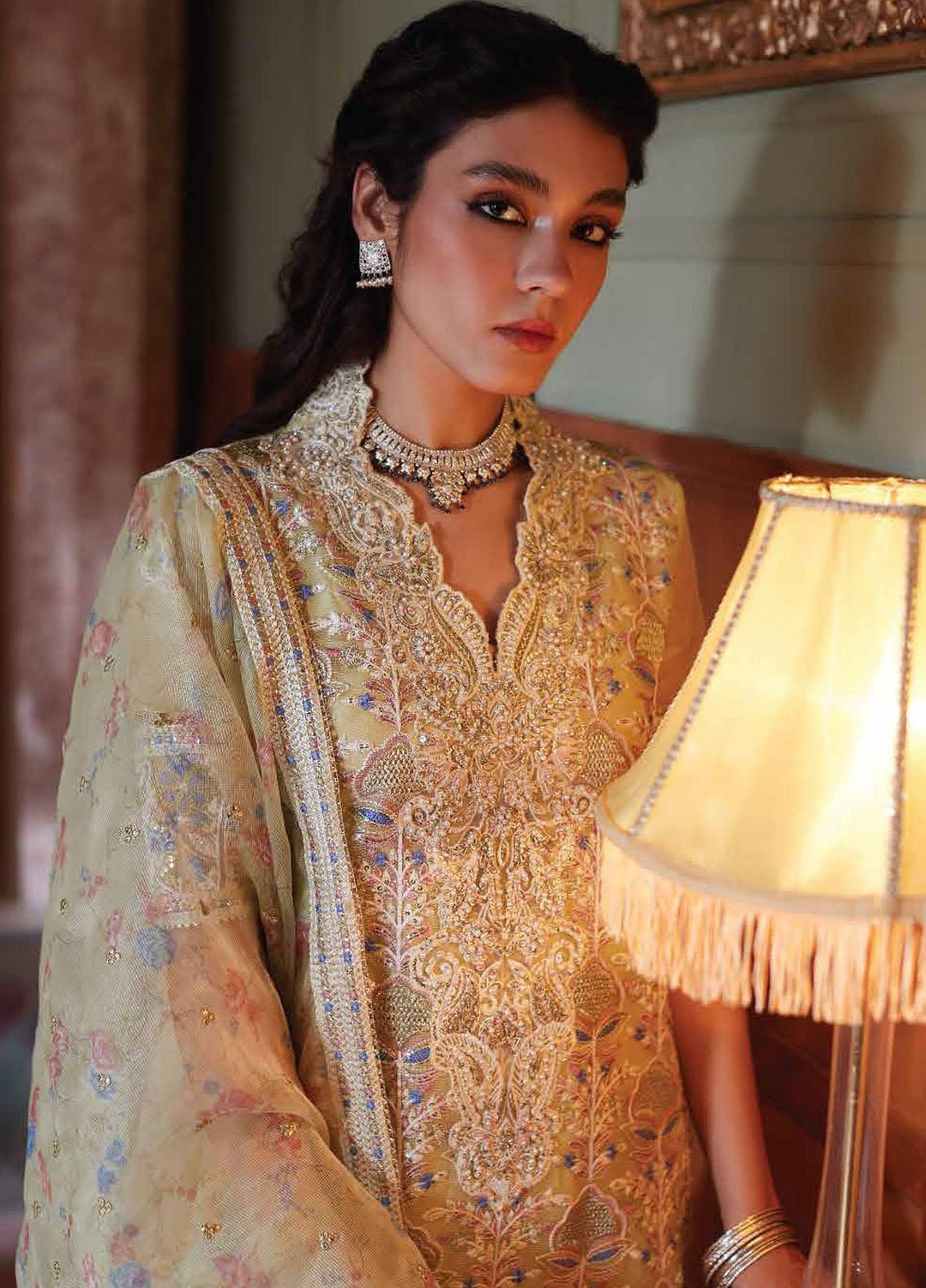 Qala By Mushq Embroidered  Suits Unstitched 4 Piece MQ23Q MCK-08 Dina - Luxury Festive Collection