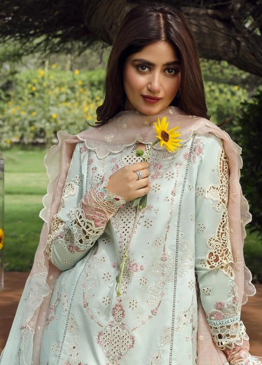 Qalamkar Chikankari Lawn Suit Unstitched 3 Piece QLM24F PS-01 Alizay - Festive Collection