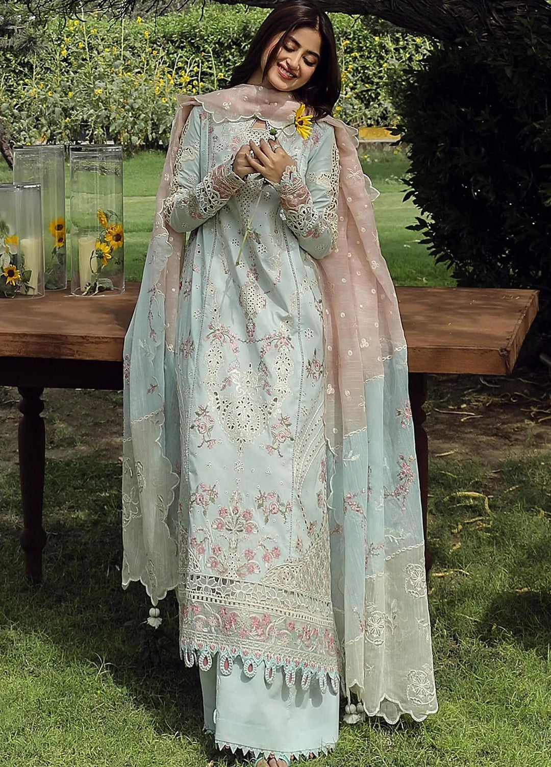 Qalamkar Chikankari Lawn Suit Unstitched 3 Piece QLM24F PS-01 Alizay - Festive Collection