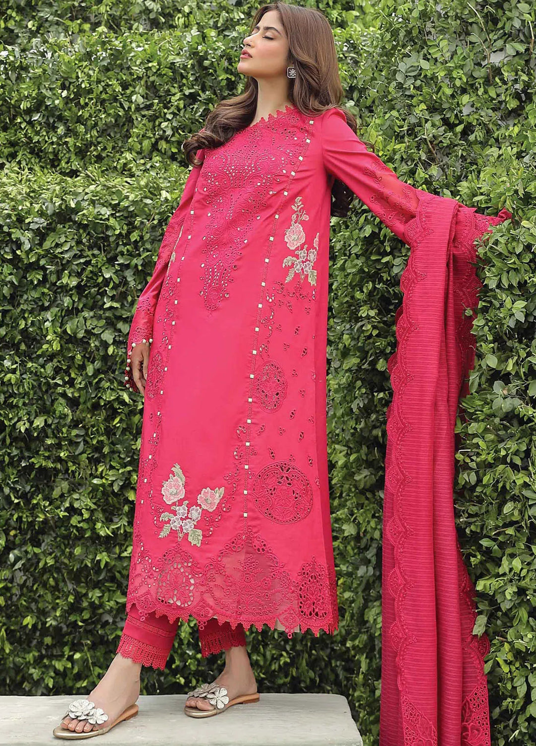 Qalamkar Chikankari Lawn Suit Unstitched 3 Piece QLM24F PS-06 Maliha - Festive Collection