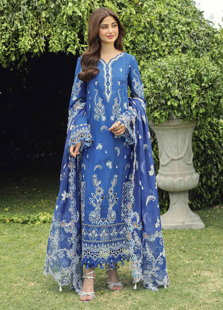 Qalamkar Chikankari Lawn Suit Unstitched 3 Piece QLM24F PS-08 Farheen - Festive Collection