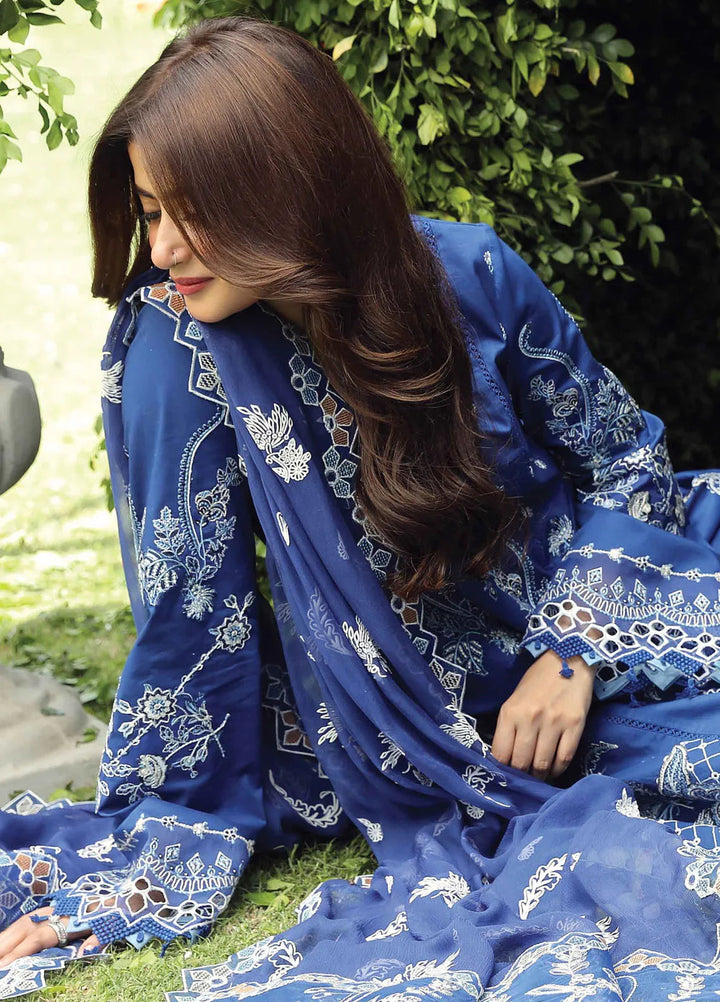 Qalamkar Chikankari Lawn Suit Unstitched 3 Piece QLM24F PS-08 Farheen - Festive Collection