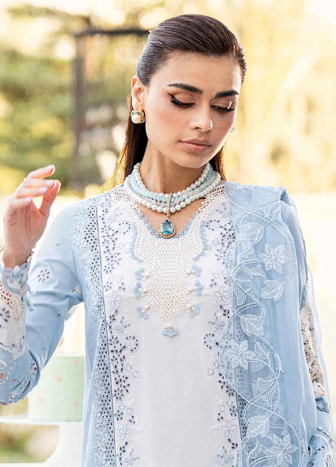 Qalamkar Chikankari Lawn Suit Unstitched 3 Piece QLM25CE CS-01 Tasha - Summer Collection