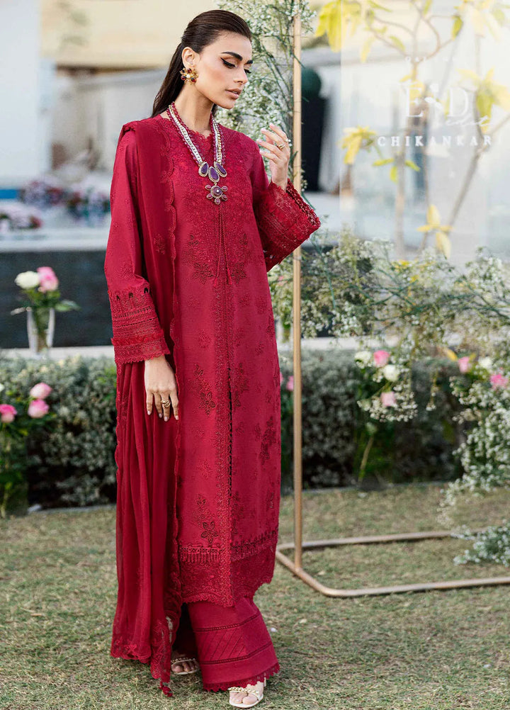 Qalamkar Chikankari Lawn Suit Unstitched 3 Piece QLM25CE CS-02 Lera - Summer Collection