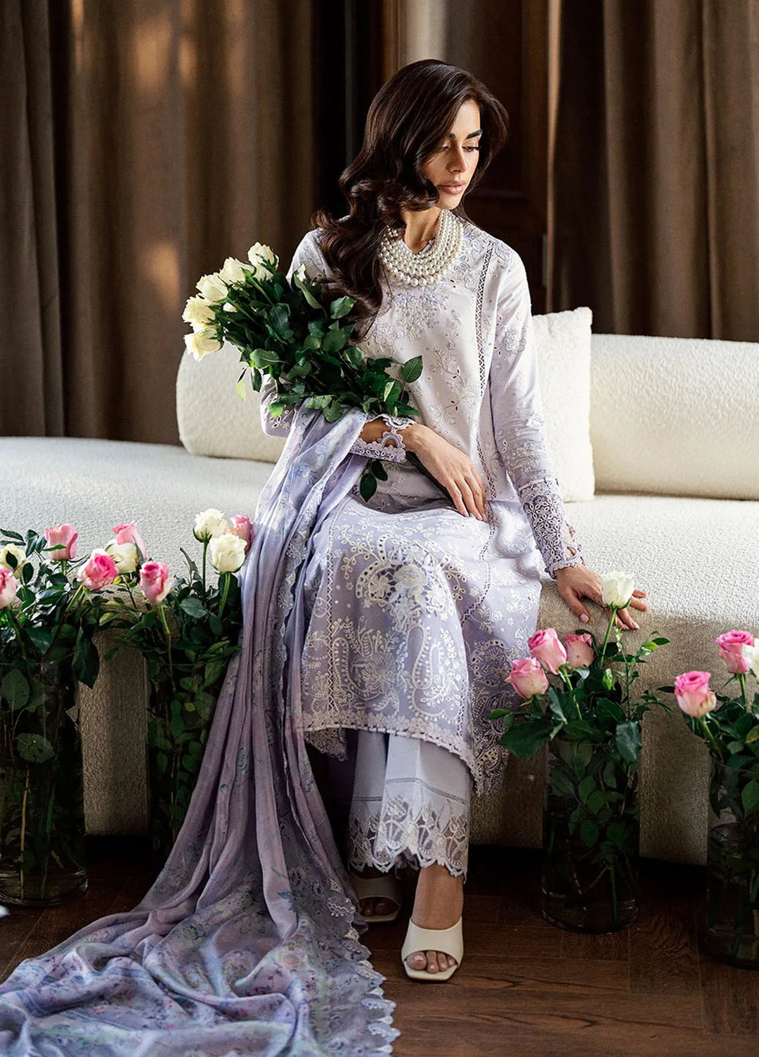 Qalamkar Chikankari Lawn Suit Unstitched 3 Piece QLM25CE CS-03 Alaila - Summer Collection