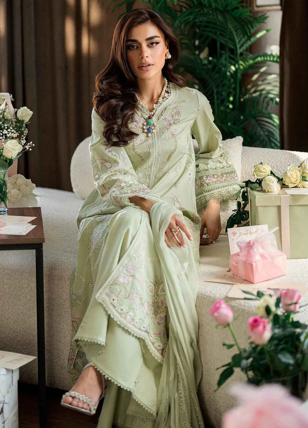 Qalamkar Chikankari Lawn Suit Unstitched 3 Piece QLM25CE CS-04 Erza - Summer Collection