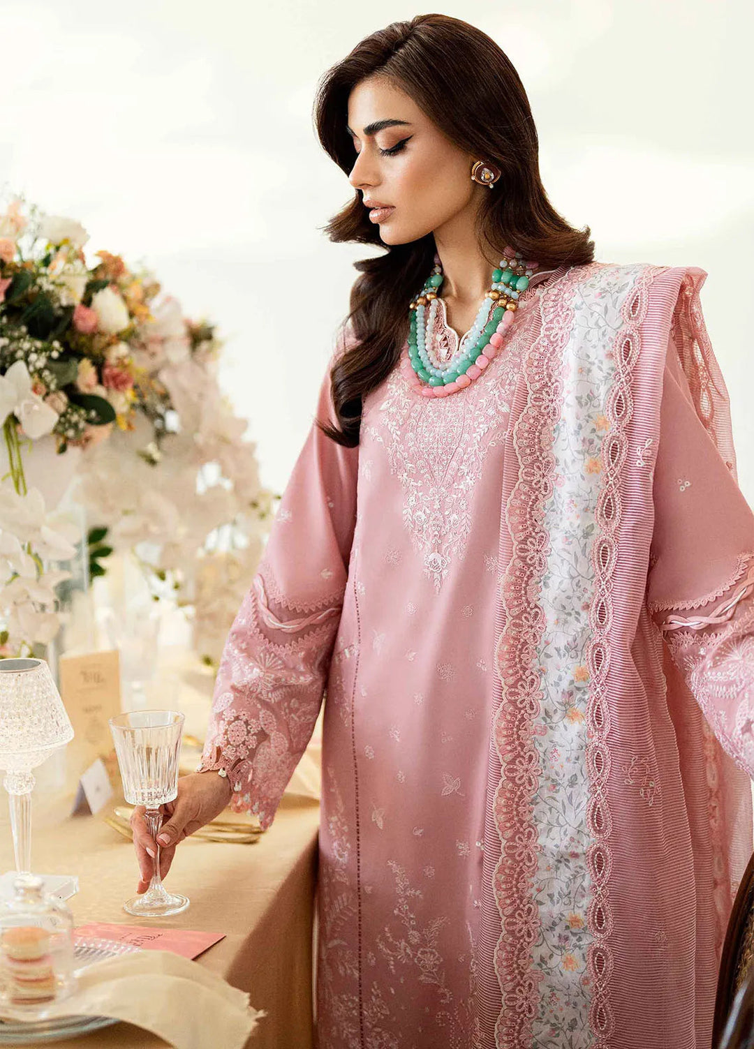 Qalamkar Chikankari Lawn Suit Unstitched 3 Piece QLM25CE CS-05 Ruvina - Summer Collection