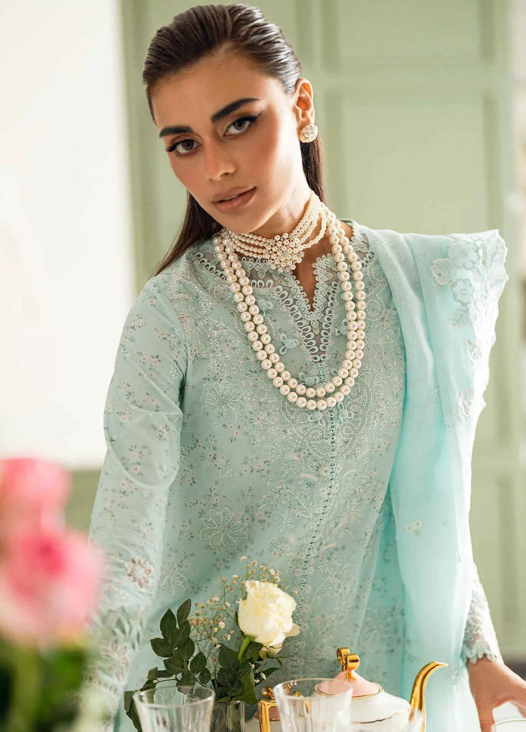 Qalamkar Chikankari Lawn Suit Unstitched 3 Piece QLM25CE CS-06 Neesha - Summer Collection