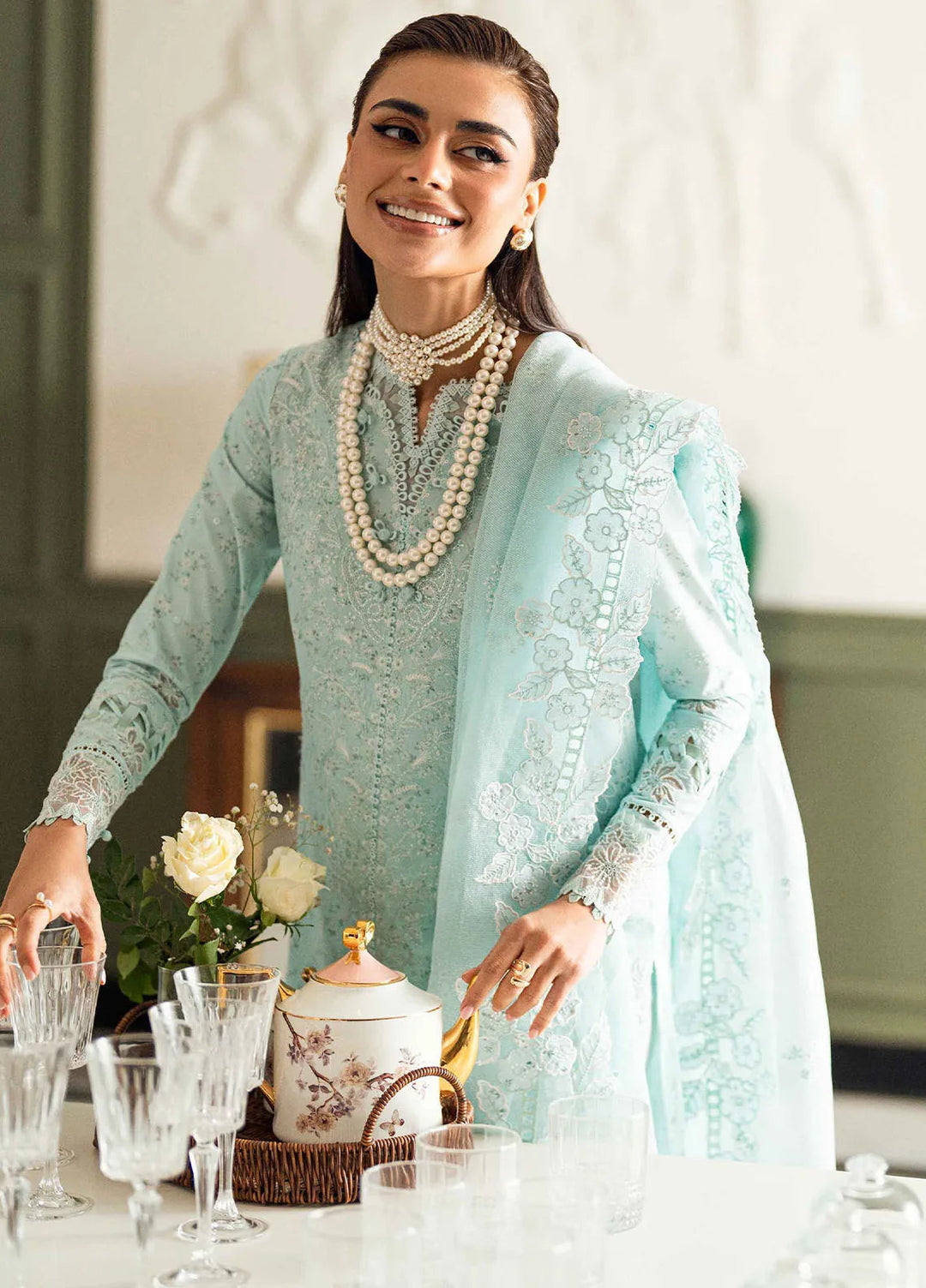 Qalamkar Chikankari Lawn Suit Unstitched 3 Piece QLM25CE CS-06 Neesha - Summer Collection