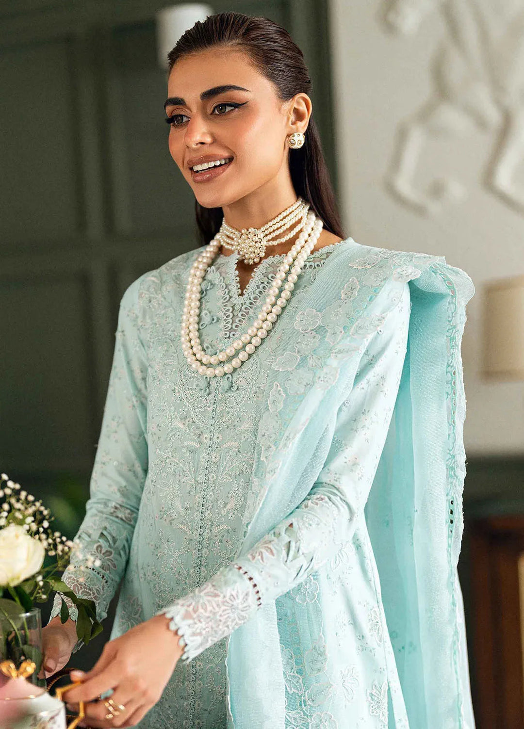 Qalamkar Chikankari Lawn Suit Unstitched 3 Piece QLM25CE CS-06 Neesha - Summer Collection