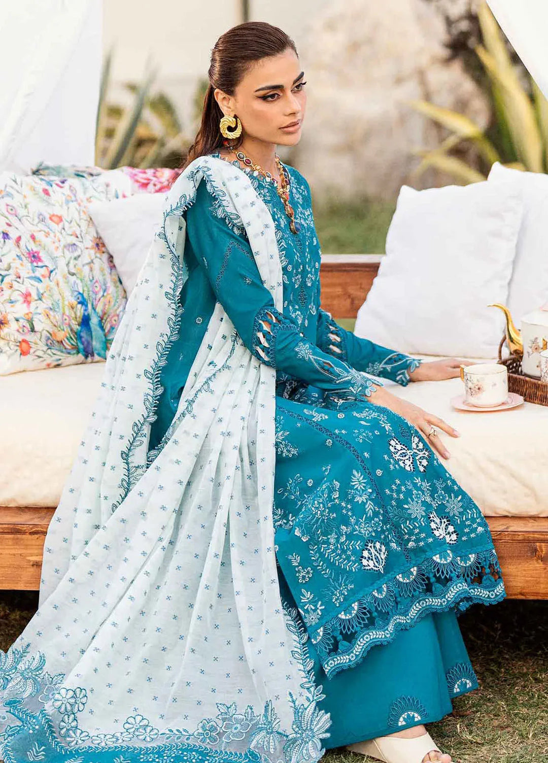 Qalamkar Chikankari Lawn Suit Unstitched 3 Piece QLM25CE CS-07 Alyana - Summer Collection