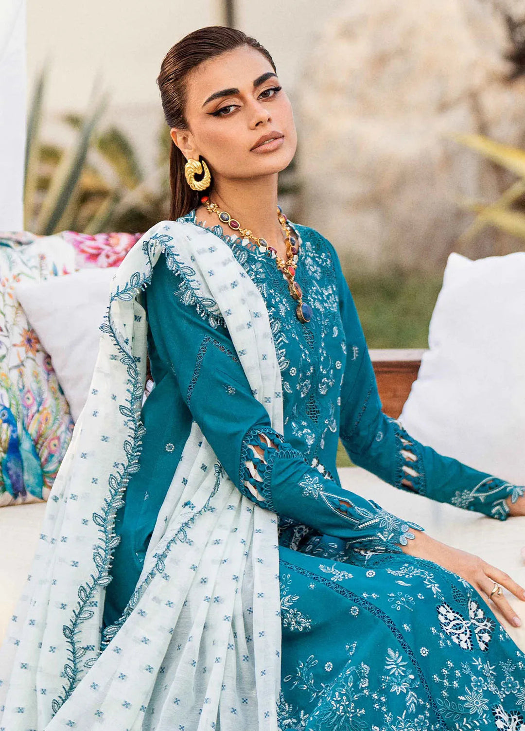 Qalamkar Chikankari Lawn Suit Unstitched 3 Piece QLM25CE CS-07 Alyana - Summer Collection