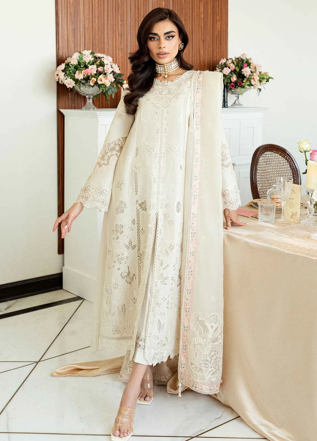 Qalamkar Chikankari Lawn Suit Unstitched 3 Piece QLM25CE CS-08 Ersa - Summer Collection