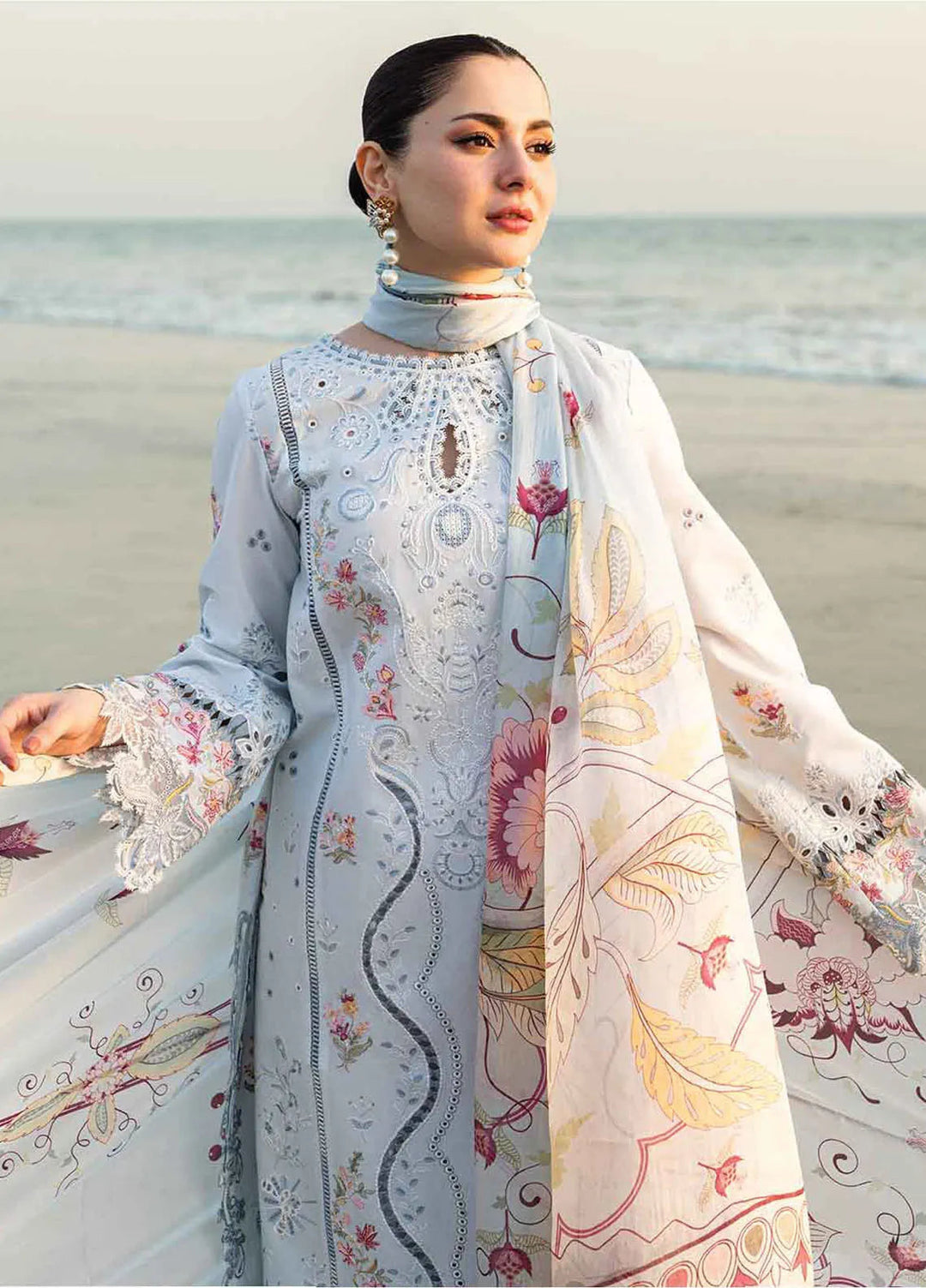 Qalamkar Chikankari Lawn Suits Unstitched 3 Piece QLM25SL FK-02 Isabella - Summer Collection