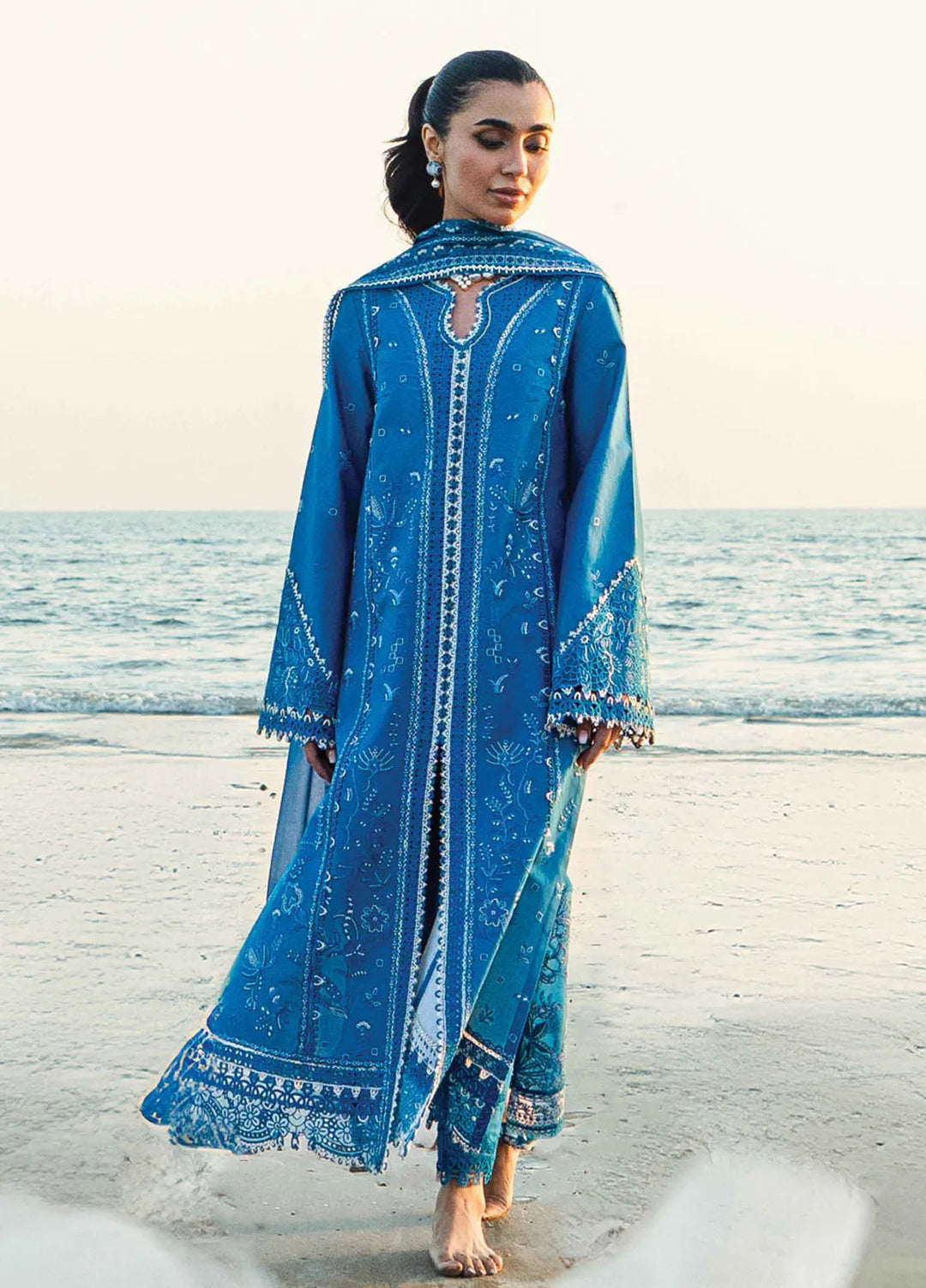 Qalamkar Chikankari Lawn Suits Unstitched 3 Piece QLM25SL FK-03 Victoria - Summer Collection