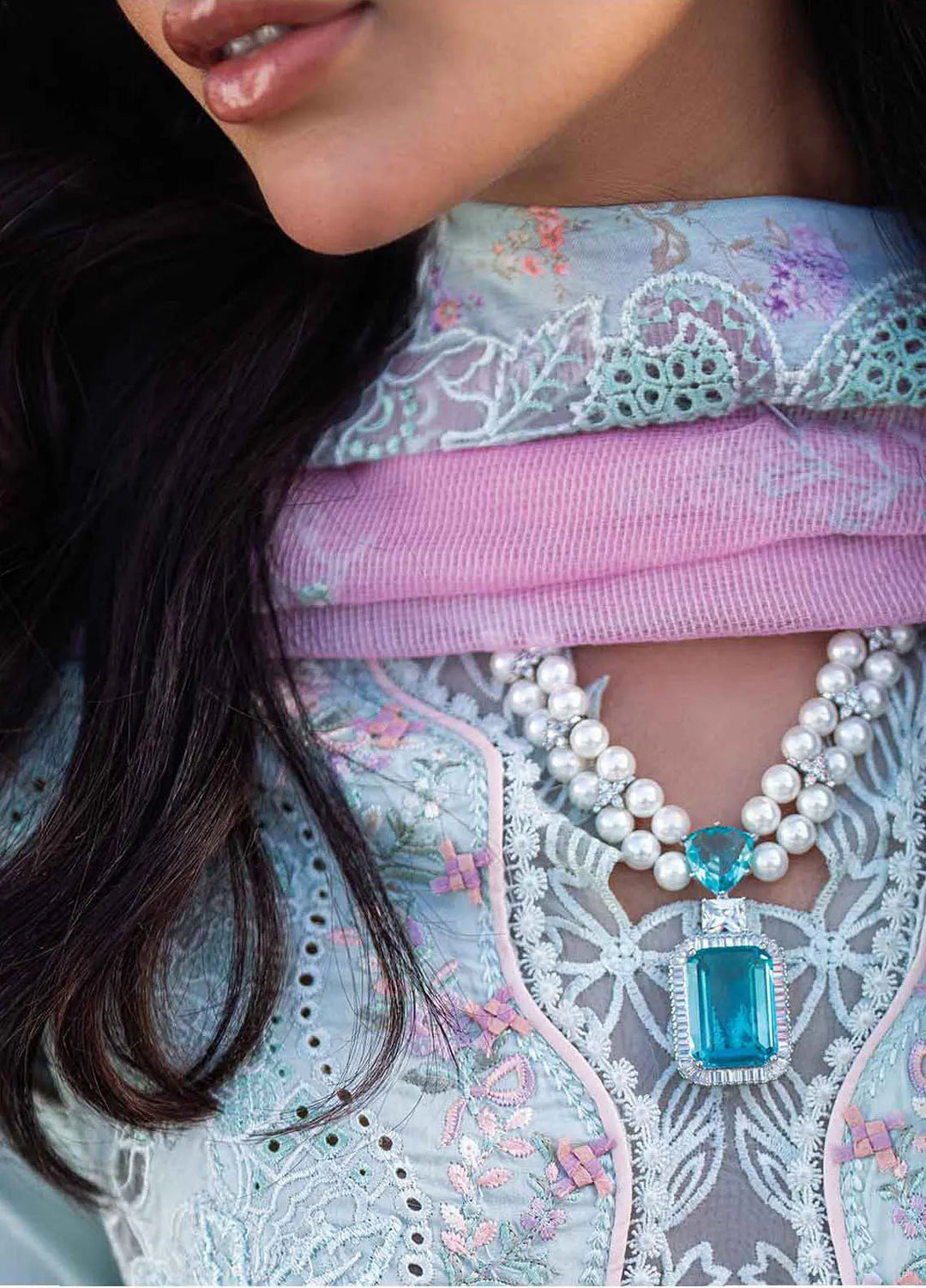 Qalamkar Chikankari Lawn Suits Unstitched 3 Piece QLM25SL FK-04 Chloe - Summer Collection