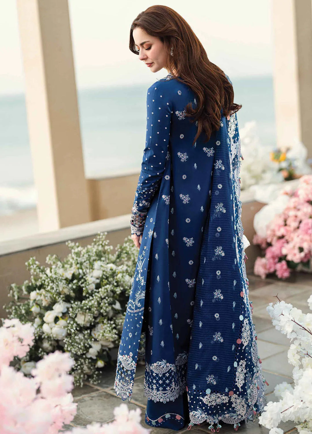 Qalamkar Chikankari Lawn Suits Unstitched 3 Piece QLM25SL FK-05 Aurora - Summer Collection