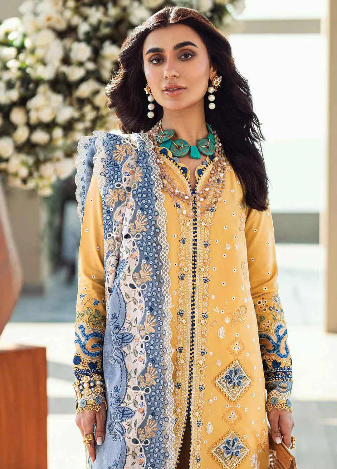 Qalamkar Chikankari Lawn Suits Unstitched 3 Piece QLM25SL FK-06 Natalie - Summer Collection