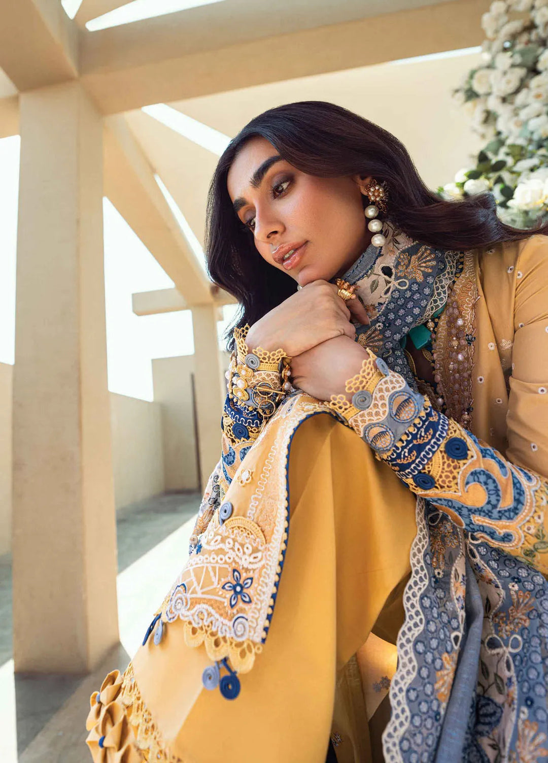 Qalamkar Chikankari Lawn Suits Unstitched 3 Piece QLM25SL FK-06 Natalie - Summer Collection